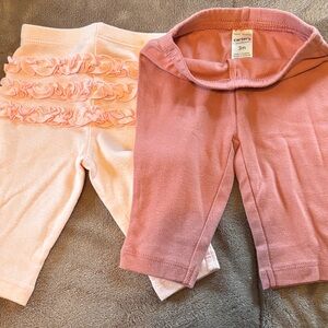 Carter's Ruffled and Solid Baby Leggings - Pink and Peach